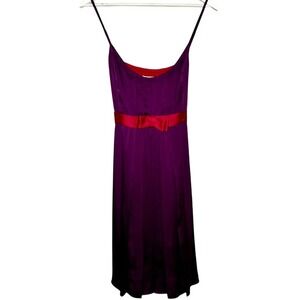 Penguin Munsingwear Womens Babydoll Dress Silk Pleated Empire Waist Bow Regency